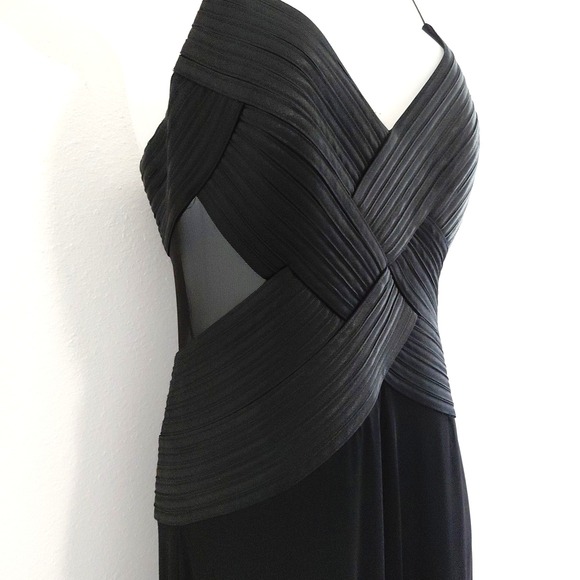 Evening Bandage Corset Dress SMALL Black Mesh Flair Vampire Fairygoth VTG Sheer - Picture 6 of 16